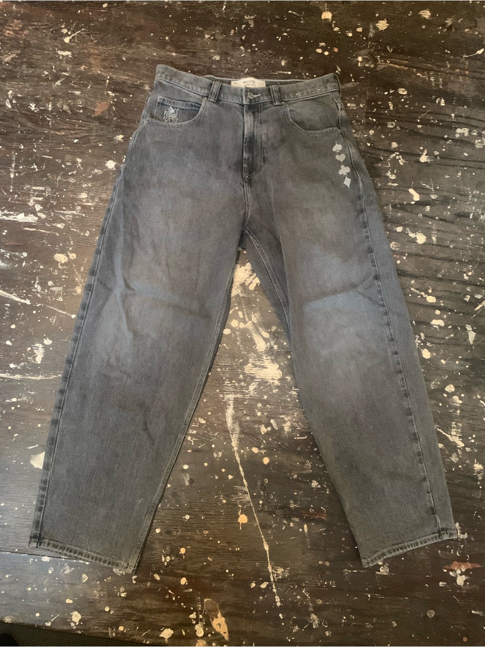 Men's Gray Washed Straight-Leg Jeans